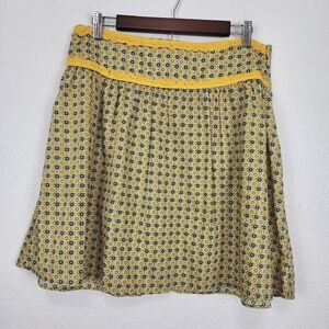 Khaki Krew Boho Yellow Green Coastal Cowgirl Skirt Size L